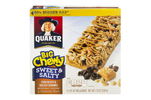 Quaker Granola Bars Big Chewy Sweet & Salty Chocolate & Salted Caramel - 5 CT