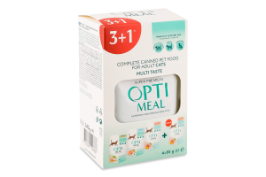 Корм консервированный полнорационный для взрослых котов Multi Taste Super Premium Optimeal к/у 4х85г