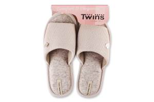 Капці відкриті домашні жіночі Twins №7538 40 сірий/пудровий