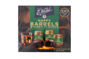 Конфеты из черного шоколада с алкогольным-виски наполнителем Happy barrels E.Wedel к/у 200г