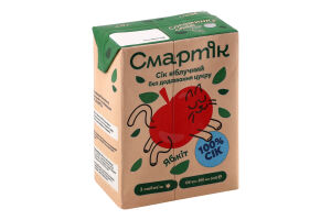 Сік відновлений освітлений та пастеризований яблучний Смартік т/п 200мл