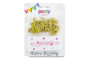Свеча-топпер золото 8х8.5см №KYYW152 Happy Birthday Fenglin 1шт