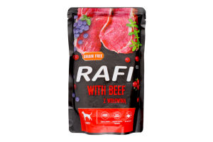 Корм полнорационный для взрослых собак всех пород с говядиной Rafi д/п 500г