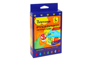 Рукавички нітрилові L 7 настроїв 7 п'ятниць 14шт