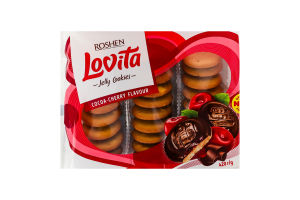 Печиво здобне з какао та желейною начинкою зі смаком вишні Lovita Jelly Cookies Roshen м/у 420г