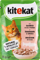 Корм консервований повнораціонний для дорослих котів З лососем в соусі Kitekat д/п 85г