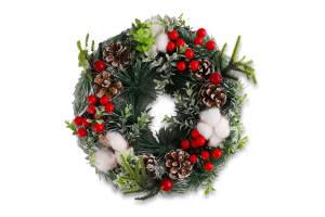 Прикраса декоративна Вінок новорічний з шишкам30см