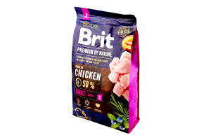 Корм сухий повноцінний для дорослих собак дрібних порід Chicken Premium by Nature Brit м/у 3кг