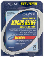 CareOne Mucus Relief Cold, Flu & Sore Throat Maximum Strength Caplets - 20 CT