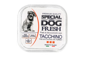 Корм консервированный полнорационный для взрослых собак в паштете из мяса индейки Fresh Special Dog Monge лоток 150г