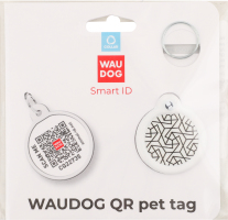 Адресник д/собак та котів Smart ID Геометрія з QR паспортом метал коло d25мм WauDog