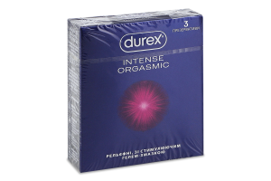 Презервативы латексные рельефные со стимулирующим гелем-смазкой Intense orgasmic Durex 3шт