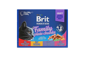 Корм д/котів Сімейна тарілка асорті 4смаки 12*100г пауч Бріт Преміум