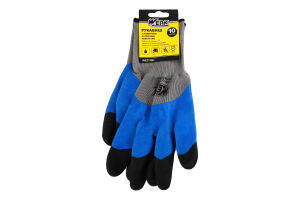 Рукавиці робочі сірі ПЕ з синім латексним покриттям посилені з підвіскою Werk