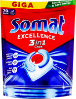 Засіб для миття посуду в посудомийних машинах у формі капсул 3в1 Excellence Somat 70шт