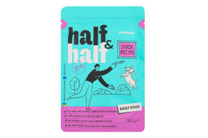 Корм вологий повнораціонний для дорослих собак з качкою у соусі Duck recipe Premium Half&Half д/п 100г