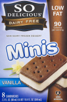 So Delicious Dairy Free Non-Dairy Frozen Dessert Minis Vanilla Sandwiches - 8 CT