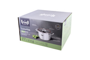 Кастрюля зі скляною кришкою 4.7л d22см №26-338-070 Luxurios Krauff 1шт