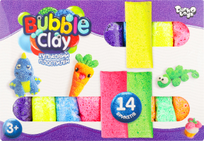 Набір д/творчості Bubble Clay кульковий пластилін 14брикетів Danko toys