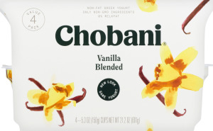 Chobani Greek Yogurt Vanilla Blended - 4 PK