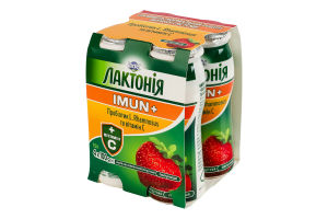 Напій кисломолочний 1.5% йогуртний з наповнювачем Полуниця Імун+ Лактонія к/у 4х100г