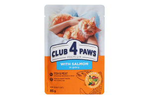 Корм д/дорослих котів Premium з лососем в соусі 85г пауч Club 4 Paws