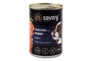 Корм д/цуценят з кроликом та куркою 400г ж/б Сейворі