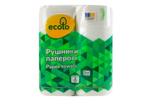 Полотенца бумажные 2-х слойные Ecolo 2шт
