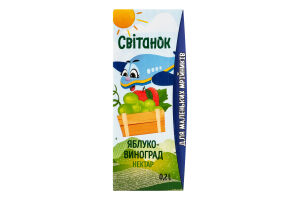 Нектар освітлений пастеризований Яблуко-Виноград Світанок т/п 0.2л