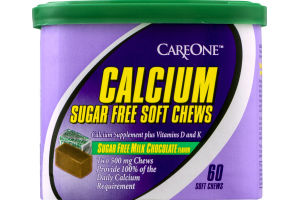 CareOne Calcium Sugar Free Soft Chews Milk Chocolate - 60 CT