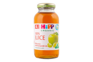 Сік для дітей від 4міс пастеризований яблучно-виноградний Organic Hipp с/пл 0.2л