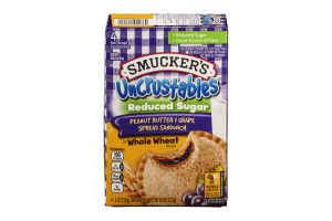 Smucker's Reduced Sugar Uncrustables Spread Sandwiches Peanut Butter & Grape - 4 CT