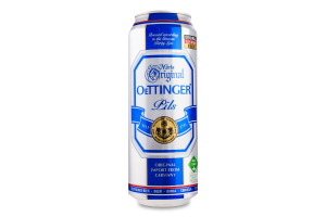 Пиво 0.5л 4.7% світле фільтроване пастеризоване Pils Oettinger з/б
