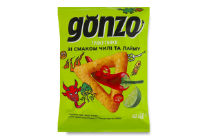 Трикутники кукурудзяні гострі зі смаком чилі та лайма Gonzo м/у 40г