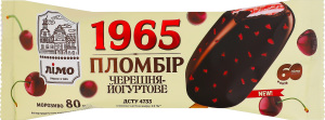 Морозиво 12% ескімо пломбір з кранчами вишні в шоколадній глазурі Черешня-йогуртове 1965 Лімо м/у 80г