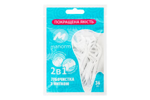 Зубочистка с освежающей нитью 2в1 Manorm 36шт