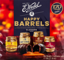 Конфеты из черного шоколада с алкогольным наполнителем Happy barrels E.Wedel к/у 200г