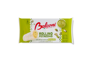 Пирожное бисквитное с фисташковой начинкой и молочной глазурью Rollino al pistacchio Balconi м/у 6x37г