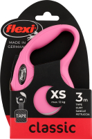 Повідець-рулетка д/собак до 12кг New Classic рожевий стрічка р.XS 3м Flexi