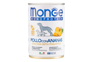 Корм консервований для собак з куркою та ананасом Monoprotein Monge з/б 400г