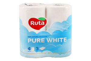 Бумага туалетная 3-х слойная 150 листов Pure white Golden line Ruta 4шт