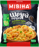 Вермішель швидкого приготування негостра зі смаком курки з овочами та зеленню Щедра порція Мівіна м/у 73.5г