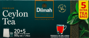 Чай черный цейлонский байховый мелкий Premium Dilmah в/с к/у 25шт