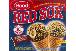 Hood Red Sox Chocolate Dipped Sundae Cones Caramel Center with Peanuts - 6 CT