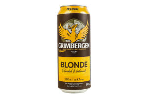 Пиво специальное 500мл 6.7% светлое пастеризованное Blonde Grimbergen ж/б