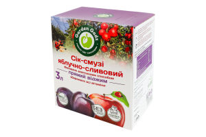 Сок-смузи с мякотью стерилизованный фасованный асептическим способом яблочно-сливовый Garden Gadz к/у 3л