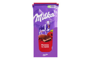 Шоколад молочний з кремовою начинкою зі смаком малини та малиновою начинкою Milka м/у 90г
