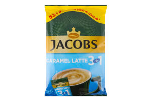Напій кавовий розчинний з цукром та підсолоджувачами 3в1 Карамель Латте Jacobs м/у 56х12.3г