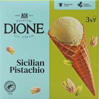 Морозиво DIONE 3х130мл фісташкове у ріжку И778 (Литва)