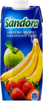 Нектар з м'якоттю стерилізований бананово-яблучно-полуничний Sandora т/п 500мл